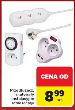 Carrefour Rozdzielacz 2 gniazda z włącznikiem biały oferta