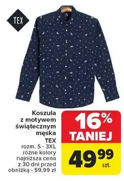 Carrefour Koszula męska świąteczna s-3xl Tex oferta