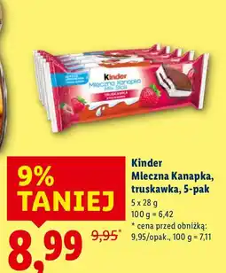 Lidl Mleczna Kanapka, truskawka, 5-pak Kinder oferta