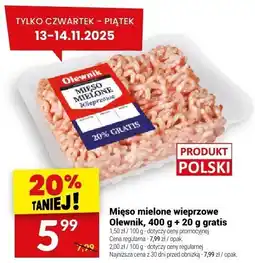 Twój Market Mięso mielone wieprzowe Olewnik, 400 g + 20 g gratis oferta