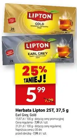 Twój Market Herbata Lipton 25T, 37,5 g Earl Grey, Gold oferta