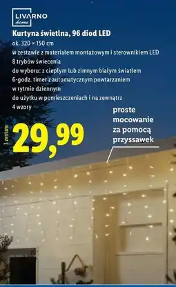 Lidl Kurtyna świetlna 96 led Livarno Home oferta