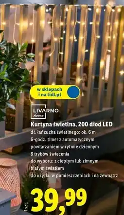 Lidl Kurtyna świetlna 200 led Livarno Home oferta