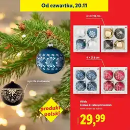 Lidl Bombki szklane dekerowane 8 cm Vitbis oferta
