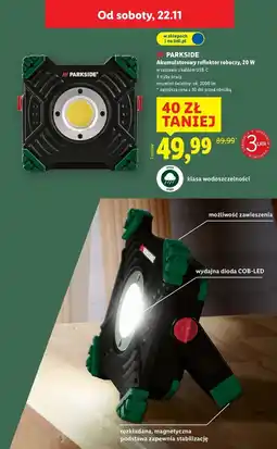 Lidl Reflektor akumulatorowy led 20 v Parkside oferta