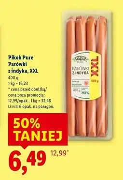 Lidl Parówki z indyka xxl Pikok Pure oferta