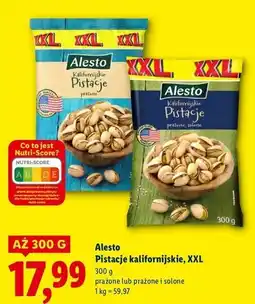 Lidl Pistacje kalifornisjkie prażone i solone Alesto oferta
