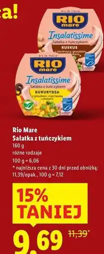 Lidl Sałatka z tuńczykiem kuskus ciecierzycą groszkiem i pomidorami Rio Mare Insalatissime oferta