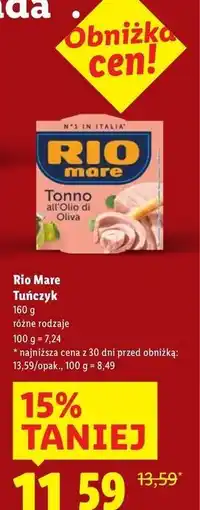 Lidl Tuńczyk w oliwie z oliwek Rio Mare oferta
