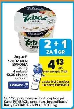 Carrefour Express Jogurt 7 ZBÓŻ MEN BAKOMA 300 g, 4 rodzaje oferta
