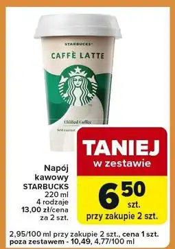 Carrefour Express Napój kawowy STARBUCKS CAFFÈ LATTE 220 ml, 4 rodzaje oferta
