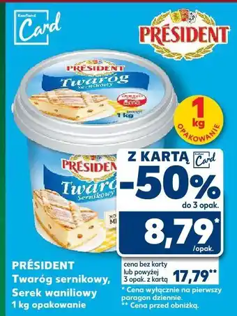 PRÉSIDENT Twaróg sernikowy, Serek waniliowy 1 kg opakowanie