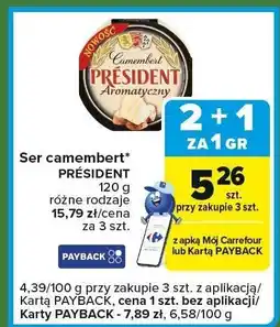 Carrefour Express Ser camembert Président 120g różne rodzaje oferta