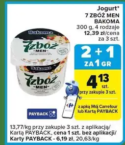 Carrefour Express Jogurt 7 zbóż Men Bakoma 300g 4 rodzaje oferta