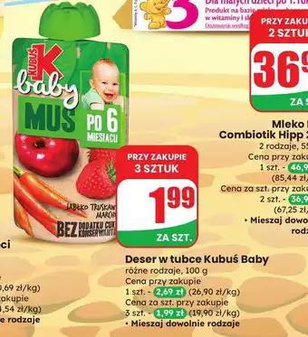 Deser w tubce Kubuś Baby różne rodzaje