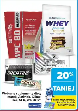 Carrefour Wybrane suplementy diety marek: Activlab, Olimp, Trec, SFD, WK Dzik oferta