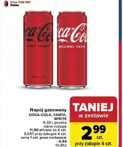 Carrefour Napój gazowany Coca-Cola, Fanta, Sprite oferta