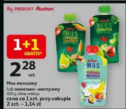 Auchan Mus owocowy lub owocowo-warzywny 100 g, różne rodzaje Auchan oferta