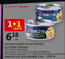 Auchan Tuńczyk w kawałkach w sosie własnym lub w oleju roślinnym 170 g Auchan oferta