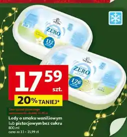Auchan Lody o smaku waniliowym lub pistacjowym bez cukru 800 ml Auchan oferta