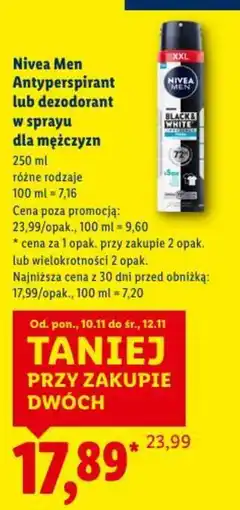 Lidl Nivea Men Antyperspirant lub dezodorant w sprayu oferta