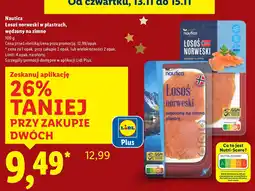 Lidl Łosoś norweski w plastrach wędzony na zimno Nautica oferta