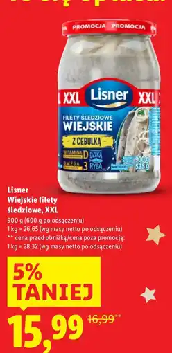 Lidl Filety śledziowe wiejskie Lisner XXL z cebulką oferta