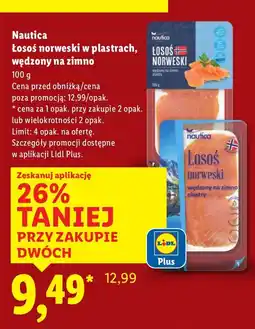 Lidl Łosoś norweski w plastrach, wędzony na zimno Nautica oferta