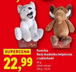 Lidl Maskotka świąteczna z cukierkami Favorina duża różne rodzaje oferta