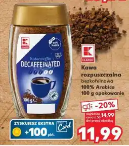 Kaufland Kawa rozpuszczalna bezkofeinowa 100% Arabica 100 g opakowanie oferta
