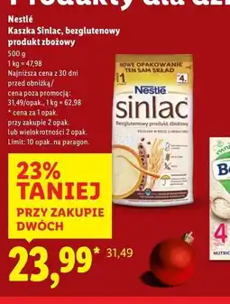 Lidl Kaszka zbożowa bezglutenowa Nestle Sinlac oferta
