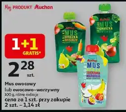 Auchan Mus jabłko gruszka brokuł Auchan Różnorodne (Logo Czerwone) oferta