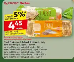 Auchan Chleb tostowy 5 ziaren Auchan Różnorodne (Logo Czerwone) oferta