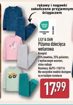 ALDI Piżama welurowa 92-116 Lily & Dan oferta