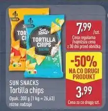 ALDI Chipsy tortilla solone Sun Snacks oferta