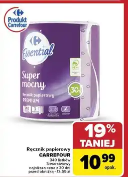 Carrefour Ręcznik papierowy premium super mocny Carrefour Essential oferta