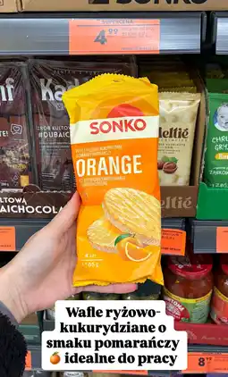 Biedronka Wafle ryżowo-kukurydziane Orange o smaku pomarańczy Sonko oferta