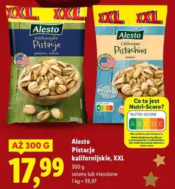 Lidl Pistacje kalifornijskie XXL solone Alesto oferta