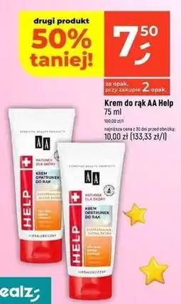 Dealz Odżywczy krem opatrunek do rąk ulga dla skóry ekstremalnie suchej Aa Help oferta