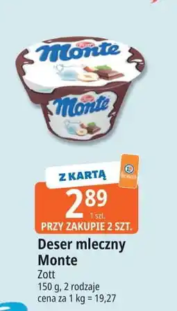 E.Leclerc Deser mleczno-czekoladowy z orzechami Zott Monte oferta