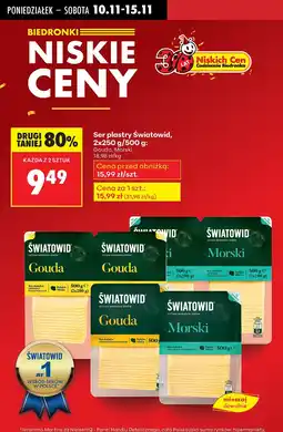 Biedronka Ser plastry Gouda 2x250g/500g Światowid oferta