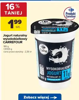 Carrefour Jogurt naturalny wysokobiałkowy 180g CARREFOUR oferta
