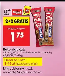 Biedronka Baton Kit Kat: Chunky, 40 g, Chunky Peanut Butter, 42 g oferta