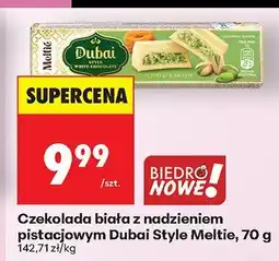 Biedronka Czekolada biała z nadzieniem pistacjowym Dubai Style Meltie, 70 g oferta