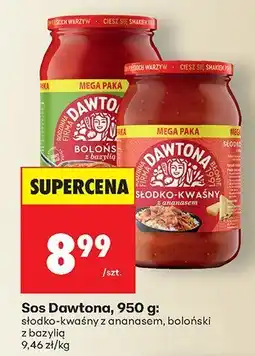 Biedronka Sos Dawtona, 950 g: słodko-kwaśny z ananasem, boloński z bazylią oferta