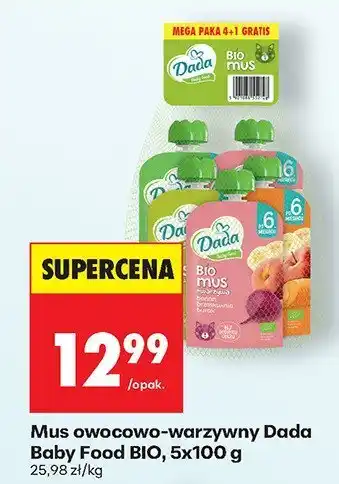 Biedronka Mus owocowo-warzywny Dada Baby Food BIO, 5x100 g oferta
