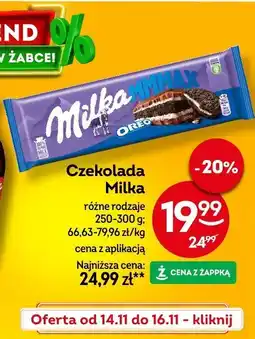 Żabka Czekolada Milka różne rodzaje 250-300g oferta