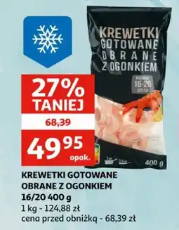 Auchan Krewetki gotowane obrane z ogonkiem oferta
