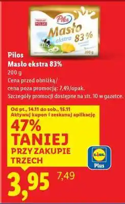 Lidl PILOS Masło ekstra 83% oferta