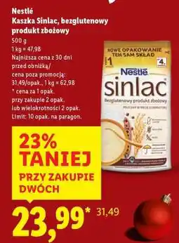 Lidl Nestlé Kaszka Sinlac, bezglutenowy produkt zbożowy oferta